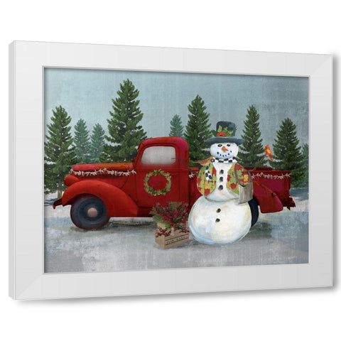 Winter Truck Roadside Stand White Modern Wood Framed Art Print by Nan