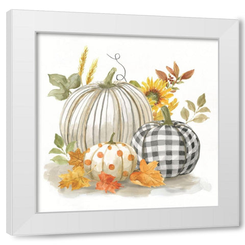 Pumpkin Decor I White Modern Wood Framed Art Print by Nan