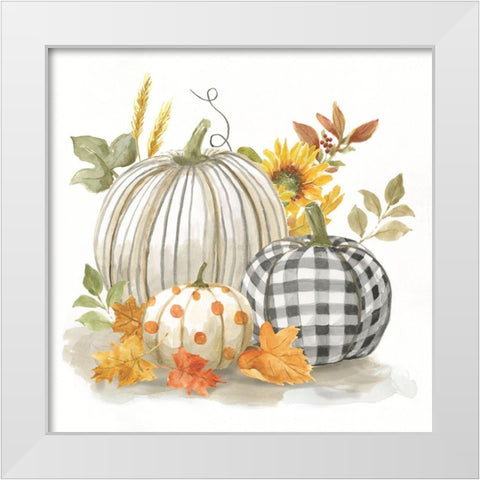 Pumpkin Decor I White Modern Wood Framed Art Print by Nan