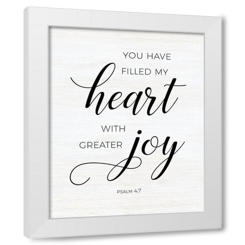 Greater Joy White Modern Wood Framed Art Print by CAD Designs