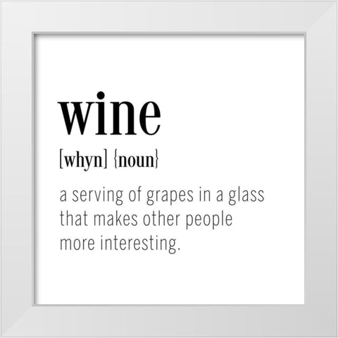 Wine Definition White Modern Wood Framed Art Print by CAD Designs