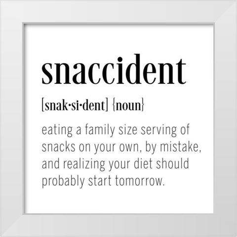 Snaccident Definition White Modern Wood Framed Art Print by CAD Designs