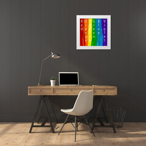 Rainbow White Modern Wood Framed Art Print by Santiago, Daniela