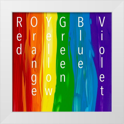 Rainbow White Modern Wood Framed Art Print by Santiago, Daniela