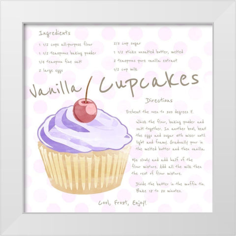 Vanilla Cupcake White Modern Wood Framed Art Print by Santiago, Daniela