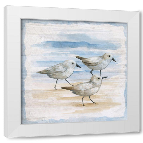 Shore Birds I White Modern Wood Framed Art Print by Nan