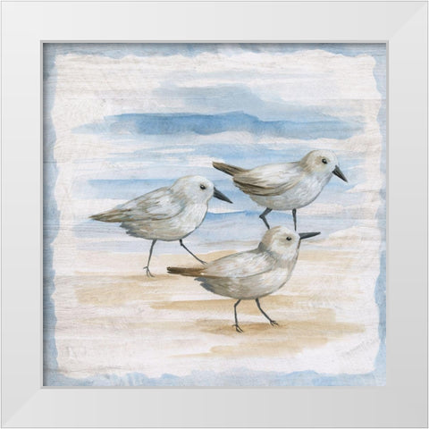 Shore Birds I White Modern Wood Framed Art Print by Nan
