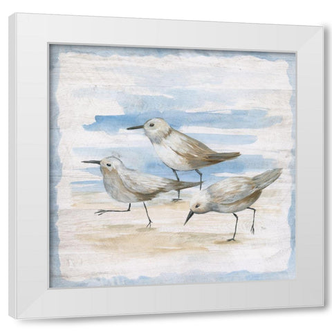 Shore Birds II White Modern Wood Framed Art Print by Nan