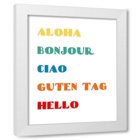 Languages I White Modern Wood Framed Art Print by CAD Designs