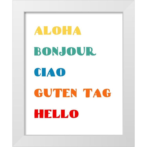 Languages I White Modern Wood Framed Art Print by CAD Designs