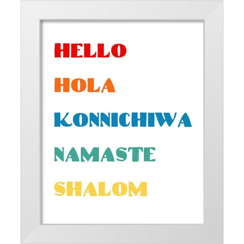Languages II White Modern Wood Framed Art Print by CAD Designs