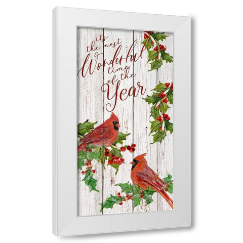 Wonderful Time Cardinals White Modern Wood Framed Art Print by Swatland, Sally