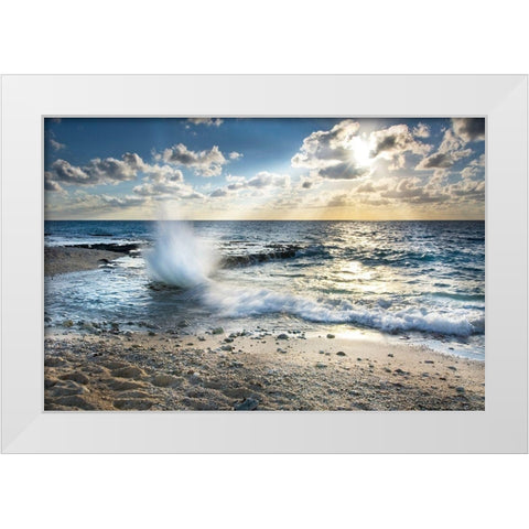 Caribbean Sundown White Modern Wood Framed Art Print by Delimont, Danita