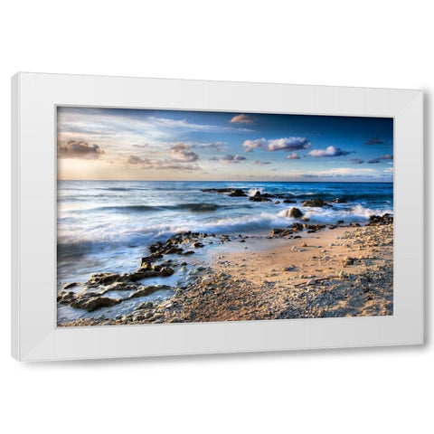 Island Waves White Modern Wood Framed Art Print by Delimont, Danita