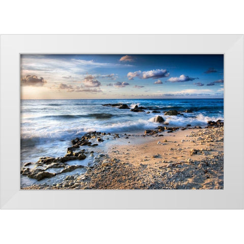 Island Waves White Modern Wood Framed Art Print by Delimont, Danita