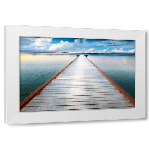 Long View Pier White Modern Wood Framed Art Print by Delimont, Danita