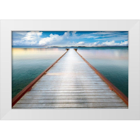 Long View Pier White Modern Wood Framed Art Print by Delimont, Danita