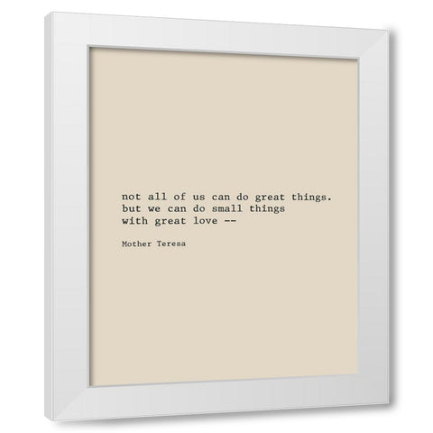 Mother Teresa White Modern Wood Framed Art Print by CAD Designs