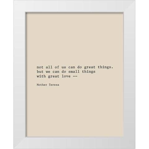 Mother Teresa White Modern Wood Framed Art Print by CAD Designs