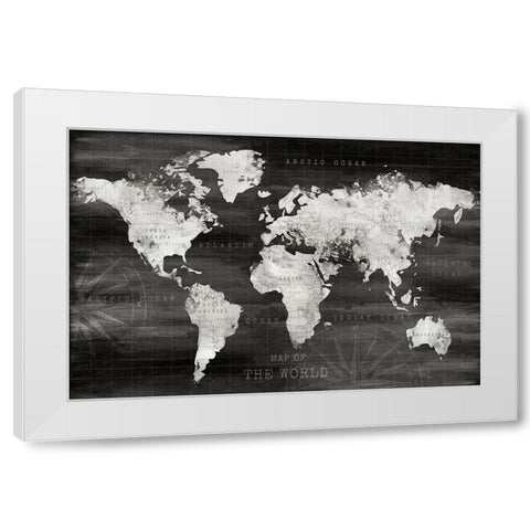 Industrial World Map White Modern Wood Framed Art Print by Carpentieri, Natalie