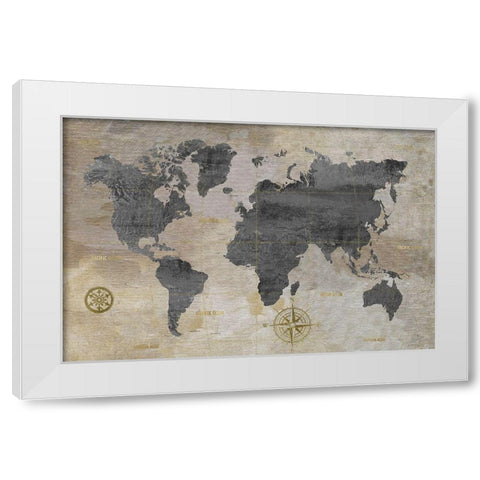 Modeled World Map White Modern Wood Framed Art Print by Nan