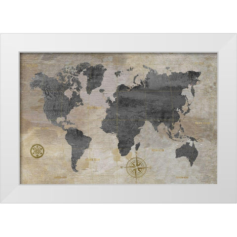 Modeled World Map White Modern Wood Framed Art Print by Nan