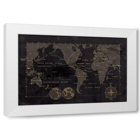 Black Gold Map White Modern Wood Framed Art Print by Robinson, Carol