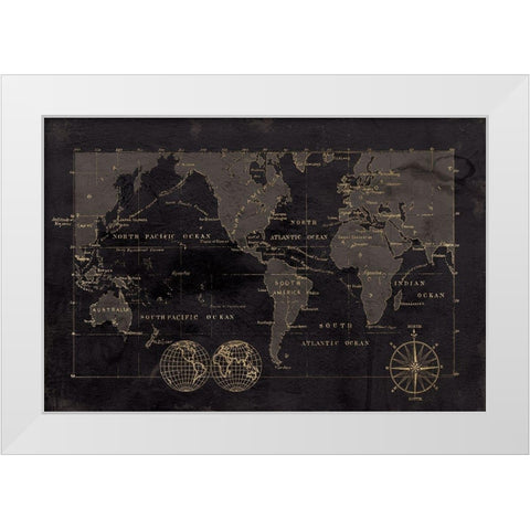 Black Gold Map White Modern Wood Framed Art Print by Robinson, Carol