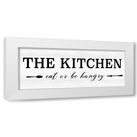 Eat or be Hungry White Modern Wood Framed Art Print by CAD Designs