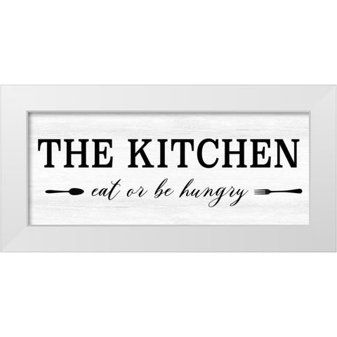 Eat or be Hungry White Modern Wood Framed Art Print by CAD Designs