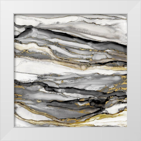 Marbled Gold II White Modern Wood Framed Art Print by Robinson, Carol