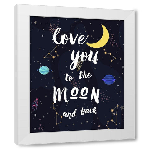 To The Moon White Modern Wood Framed Art Print by Murray, Amanda
