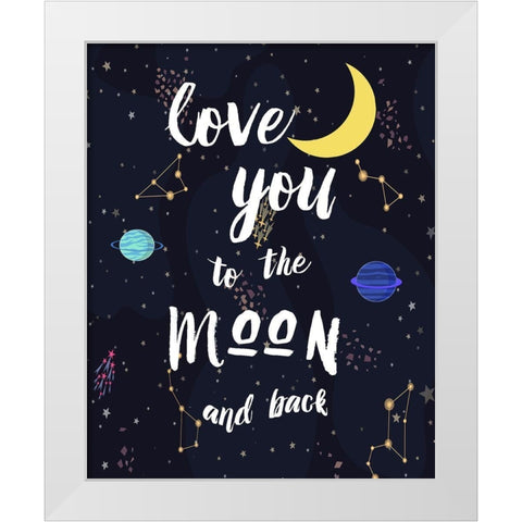 To The Moon White Modern Wood Framed Art Print by Murray, Amanda