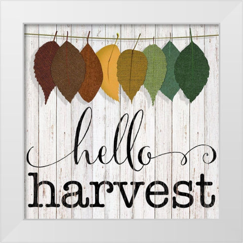 Hello Harvest White Modern Wood Framed Art Print by CAD Designs