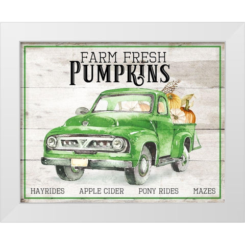 Farm Fresh Pumpkins White Modern Wood Framed Art Print by Santiago, Daniela