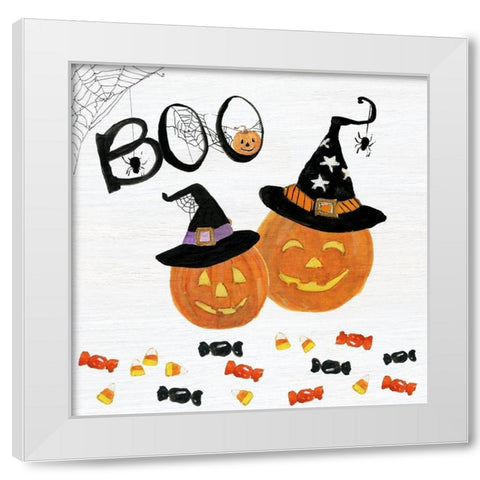 Jack-O-Lantern Boo White Modern Wood Framed Art Print by Swatland, Sally