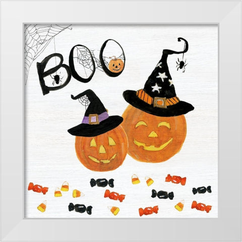 Jack-O-Lantern Boo White Modern Wood Framed Art Print by Swatland, Sally