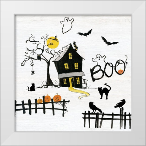 Haunted House White Modern Wood Framed Art Print by Swatland, Sally