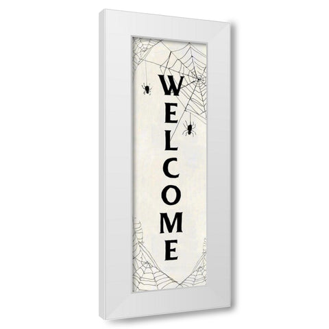 Spider Welcome White Modern Wood Framed Art Print by Swatland, Sally