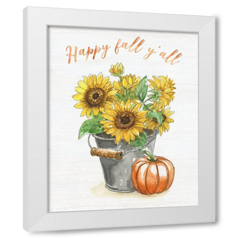 Sunflower Happiness White Modern Wood Framed Art Print by Nan