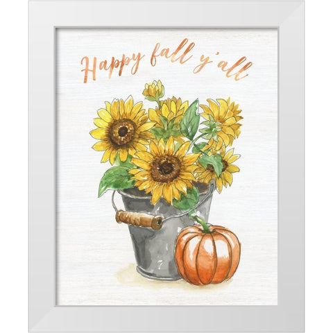 Sunflower Happiness White Modern Wood Framed Art Print by Nan