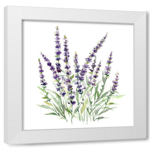 Lavender Botanical I White Modern Wood Framed Art Print by Robinson, Carol