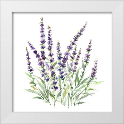 Lavender Botanical I White Modern Wood Framed Art Print by Robinson, Carol