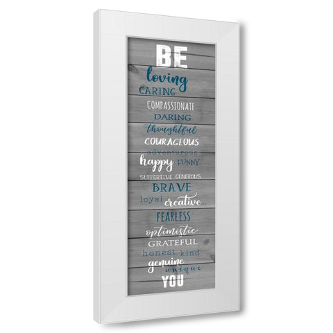 Be Loving White Modern Wood Framed Art Print by CAD Designs