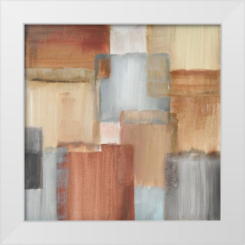 Woven Grid White Modern Wood Framed Art Print by Nan