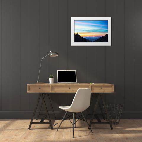 River Valley Sundown White Modern Wood Framed Art Print by Delimont, Danita