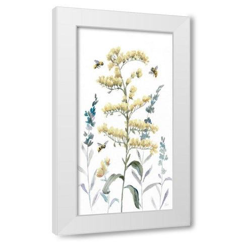 Bumble Bee Garden I White Modern Wood Framed Art Print by Nan