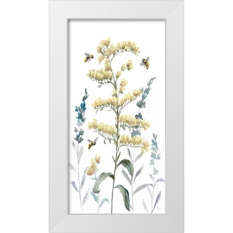 Bumble Bee Garden I White Modern Wood Framed Art Print by Nan