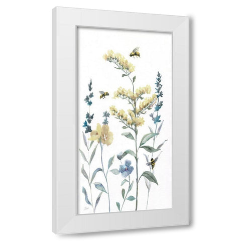 Bumble Bee Garden II White Modern Wood Framed Art Print by Nan