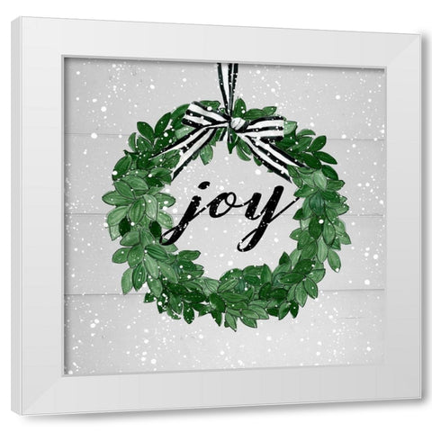 Joy Wreath White Modern Wood Framed Art Print by Robinson, Carol